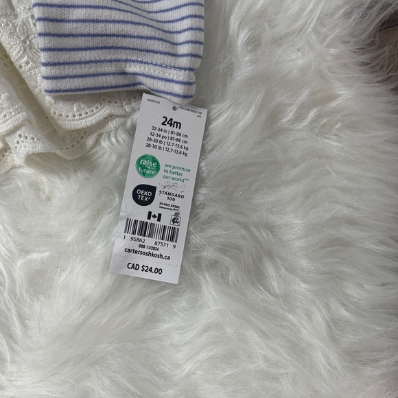 OshKosh B'gosh Blue and White Striped Long Sleeve Top - Picture 4 of 5